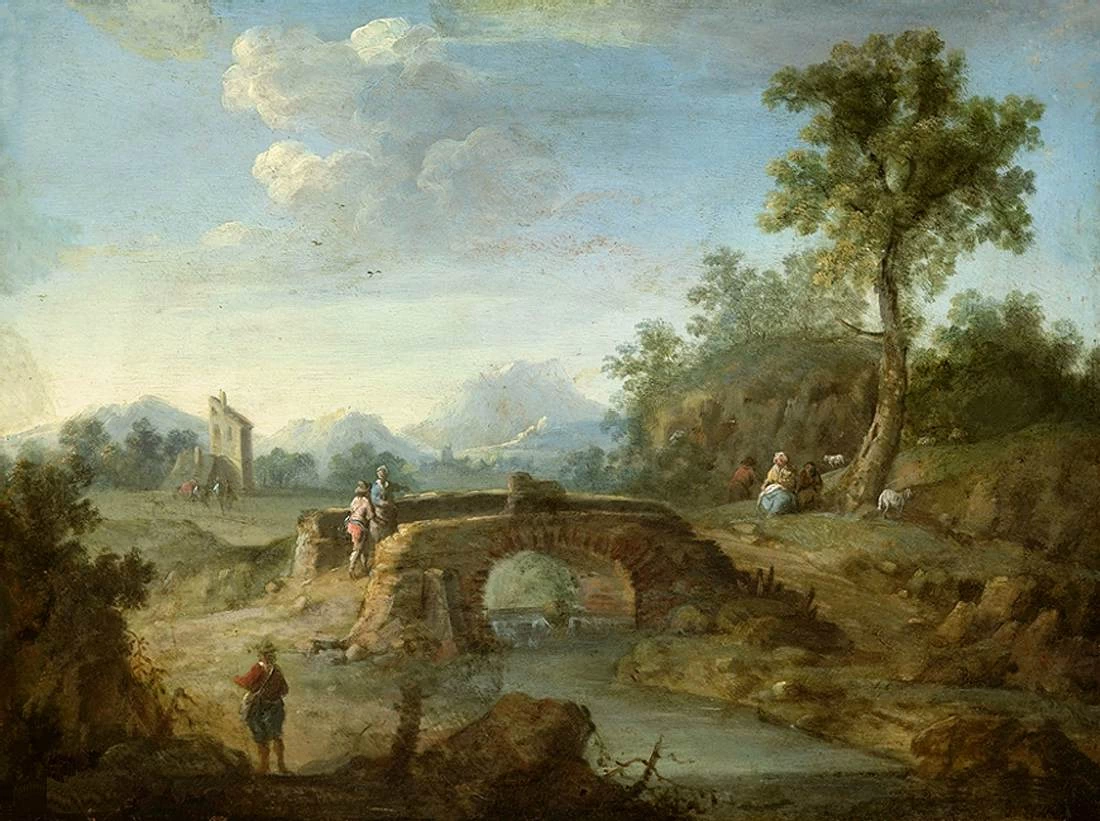 Paesaggio con pedoni